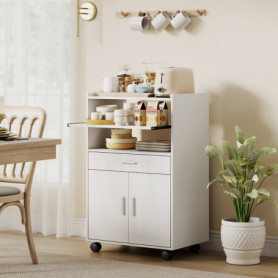 Rullbart Köksskåp Med Låda, Utdragbar Hylla - Trä Vit 59 x 40 x 92 cm
