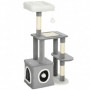Kattträd Med Flera Nivåer Och Klösstolpar 55 x 40 x 107 cm Grå och Vit