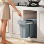 Utdragbar Avfallsbehållare med 2 Fack 30 Liter Grå för Under Kök Tv...