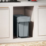 Utdragbar Avfallsbehållare med 2 Fack 30 Liter Grå för Under Kök Tv...