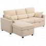 Bäddsoffa Med Förvaring Och Vändbar Chaiselongue Beige 205 x 135 x ...
