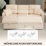 Bäddsoffa Med Förvaring Och Vändbar Chaiselongue Beige 205 x 135 x ...