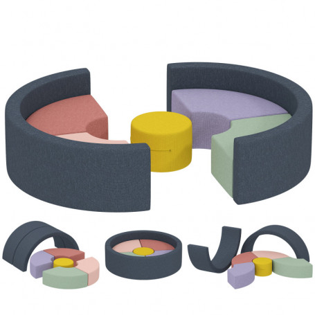 Mjukt Skumlekset För Barn Med 7 Delar I Cord 107 x 107 x 30 cm