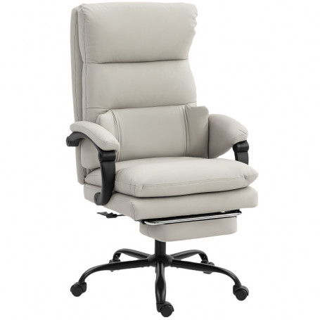 Ergonomisk Kontorsstol med Ländstöd, Armstöd, Fotstöd, Konstläder, ...