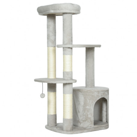 Kattklösträd Med Klätterplattformar Och Kattkoja Ljusgrå 114 cm