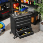 Verktygsvagn Med 5 Lådor Och Rostfri Arbetsyta Svart 65,5 cm