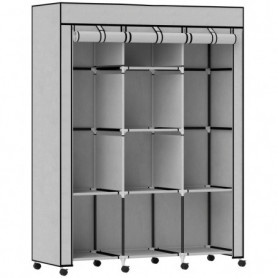 Tyg Garderob Med Klädstänger Och Hyllor Ljusgrå 125 cm