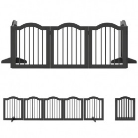 Självstående Hundgrind 5 Panel Vikbar 254,5 x 29,5 x 61 cm Trä Svart