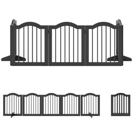 Självstående Hundgrind 5 Panel Vikbar 254,5 x 29,5 x 61 cm Trä Svart