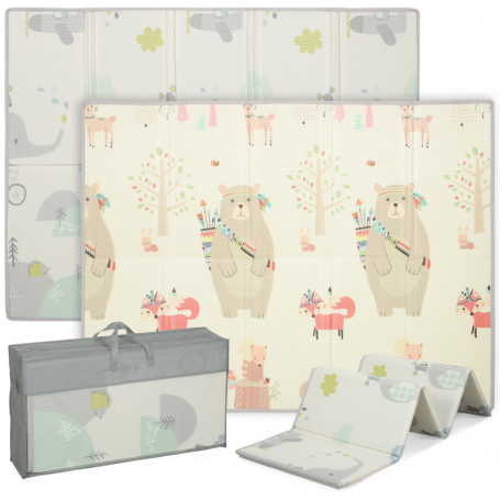 Baby Lekmatta i XPE-Skum Vändbar Med Djurmönster – 195 x 146,5 x 1,...