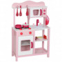 Rosa Leksakskök I Trä Med Trätillbehör Och Arbetsyta – 55 x 24 x 86 cm