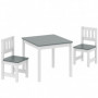Barnbord Med 2 Stolar I Grå Och Vit Trä – 56 x 52 x 48 cm