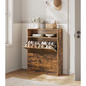 Skoskåp Dold Förvaring 80×24×102 cm Vintage Brun Spånskiva 11–16 Pa...