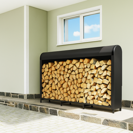 Vedställ För Utomhusbruk Med Överdrag 199 x 30 x 121 cm Svart