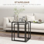 Set med 2 Sidobord / Soffbord i Stål och Härdat Glas – Svart