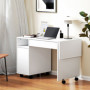 Utdragbart Skrivbord med Förvaring och Hjul – Vit 100–130 x 58 x 73...