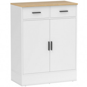 Sideboard Sänk med 2 Lådor och Skåp i Vit och Trälook – 68,6 x 35 x...