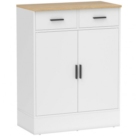 Sideboard Sänk med 2 Lådor och Skåp i Vit och Trälook – 68,6 x 35 x...