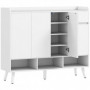 Skoskåp Med Öppna Fack Och Låda Vit 120 x 35 x 100 cm
