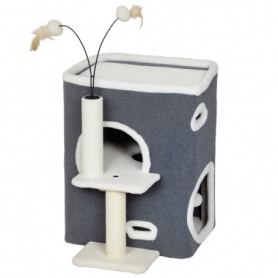 Kompakt Kattklösträd Med Tvåvånings Katthus med Leksaker 48,5 x 43 ...