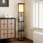 Golvlampa På Rund Hylla Och Justerbar LED 158 cm Svart 29 x 29 x 15...