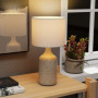 Bordslampa Med Keramiksockel Och Linneskärm 45 cm Sandbrun/Vit