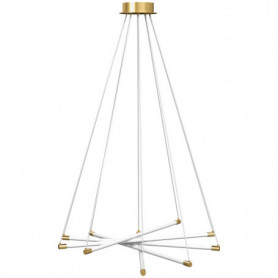 Justerbar LED Pendellampa Med Skulpturalt Design 82 x 82 cm Guld/Vit