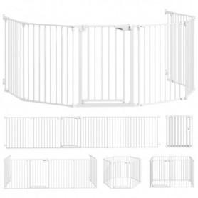 Hundhage Med Grind Vit 6 Paneler x 61 x 3 x 75 cm Med Dörr