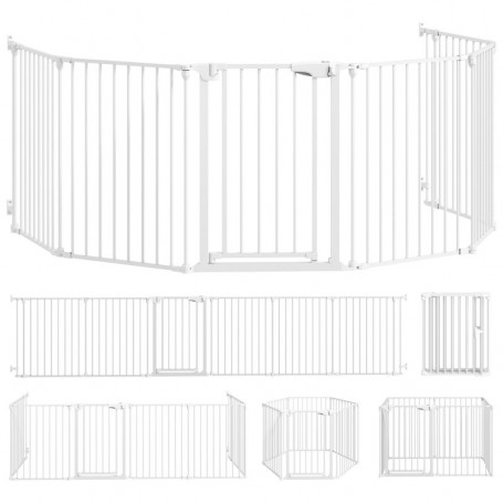 Hundhage Med Grind Vit 6 Paneler x 61 x 3 x 75 cm Med Dörr