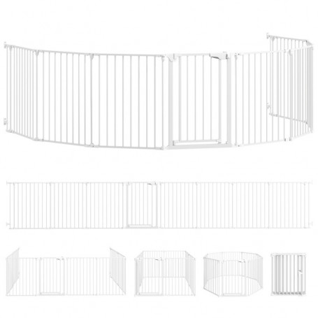 Hundhage Med Grind Vit 8 Paneler x 61 x 3 x 75 cm Med Dörr