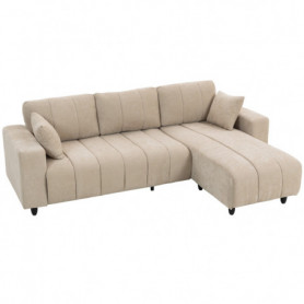 Hörnsoffa Med Flyttbar Schäslong Beige Linne 242 x 87/156 x 87 cm