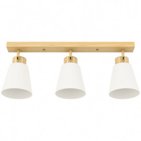 Taklampa Med 3 Justerbara Huvuden Och Träeffekt 55 x 13 x 20 cm