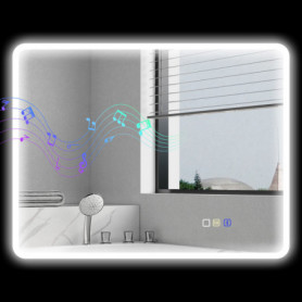 LED Badrumsspegel 90 x 70 cm Med Bluetooth Högtalare, Anti-Fog Och ...
