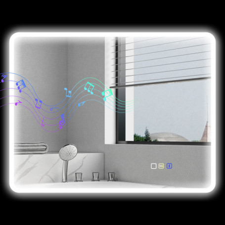 LED Badrumsspegel 90 x 70 cm Med Bluetooth Högtalare, Anti-Fog Och ...
