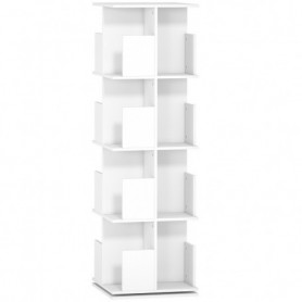 Roterande Bokhylla 360° Med 16 Fack Vit 39 x 39 x 128,3 cm