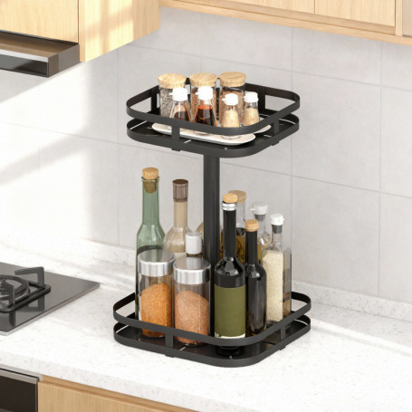 Roterbart Kryddställ I Metall 2 våningar 24 x 24 x 38 cm