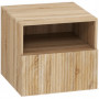 Väggmonterat Sängbord Med Låda I Naturträ Elegant räfflad lådfront ...