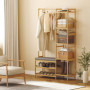 Klädhängare 5‑I‑1 Öppen Garderop Med Skobänk Och 5 Hyllor i Bambu 1...
