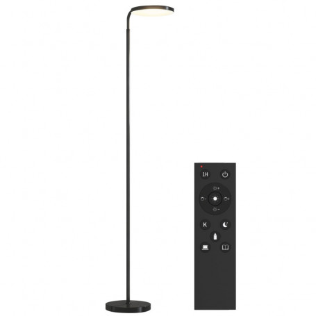 LED Golvlampa Med Dimmer Och Fjärrkontroll 41 x 25 x 166–177 cm Svart