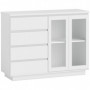 Skänk Med Räfflade Glasdörrar Och Fyra Lådor 120 x 40 x 91 cm Vit