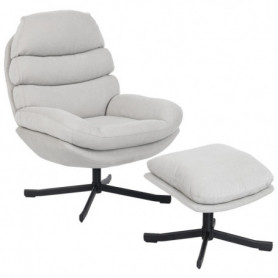 Loungefåtölj Med Fotpall Och 360° Rotation 78 x 93 x 100 cm Krämvit...