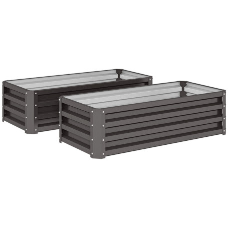 2-pack Högbädd Odlingslåda Mörkgrå 110 x 50 x 30 cm Metall