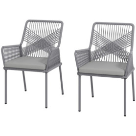 Balkongstolar Set 2 Stål Rattan Mörkgrå 57 x 61 x 84 cm