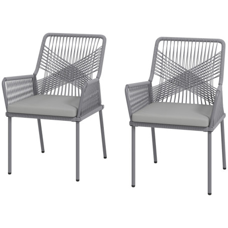 Balkongstolar Set 2 Stål Rattan Mörkgrå 57 x 61 x 84 cm