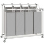 Tvättkorg Med 4 Fack 160 L Med Hjul Grå 97 x 38 x 81 cm