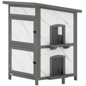 Kattstuga Utomhus Trä Flera Ingångar 60 x 60 x 88 cm