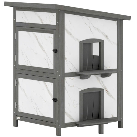 Kattstuga Utomhus Trä Flera Ingångar 60 x 60 x 88 cm