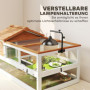 Sköldpaddshus 2-Nivåer Vit/Orange – Smådjurshage med Lamphållare, 116×70,5×69,5 cm
