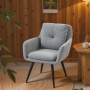 Fåtölj Ljusgrå i Linneoptik med Metallben – 65×72×86 cm