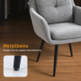 Fåtölj Ljusgrå i Linneoptik med Metallben – 65×72×86 cm